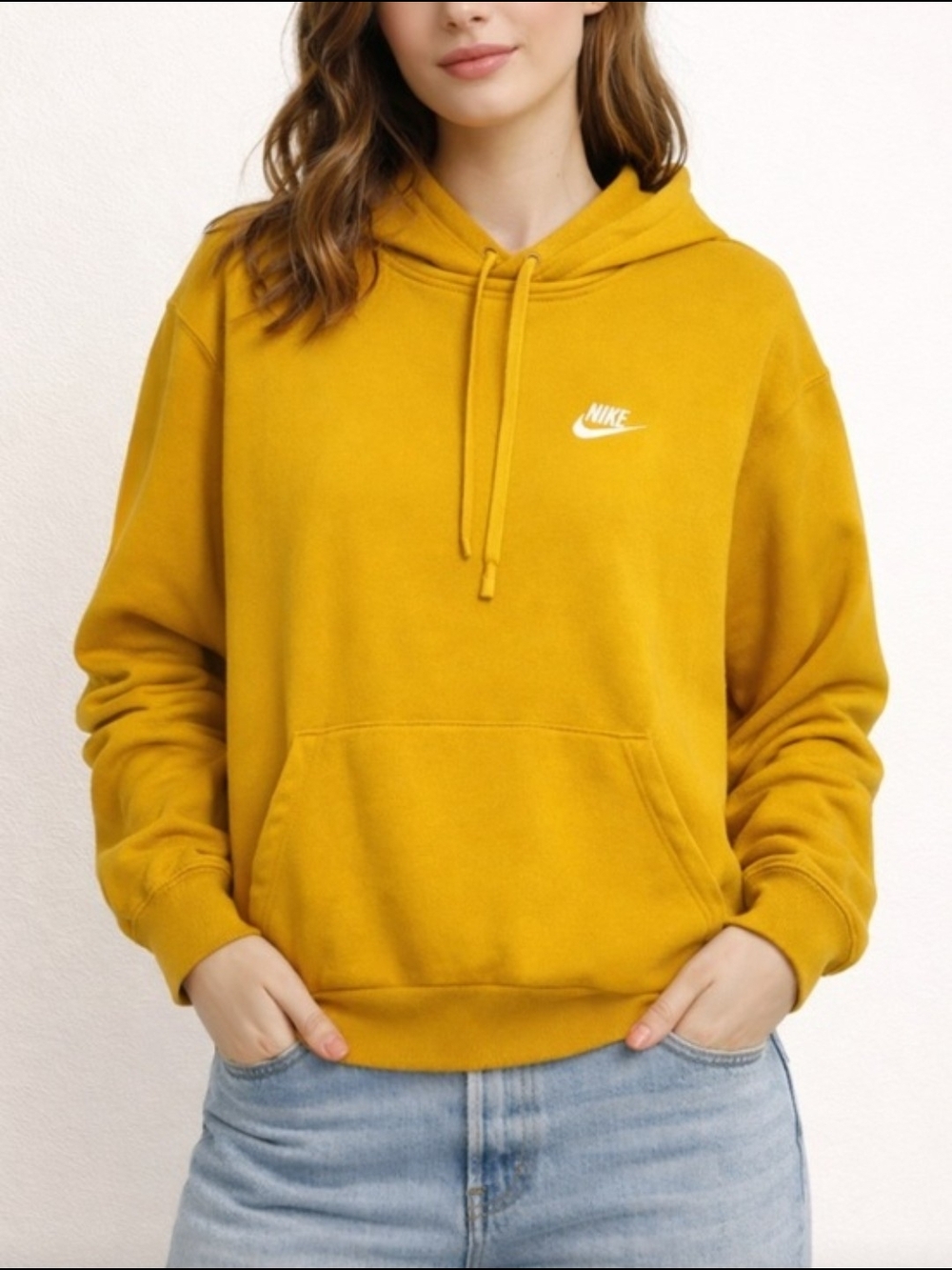 Nike Women's Mustard Yellow Hoodie Sweatshirt